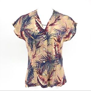 Vintage tropical button down shirt sleeve shirt